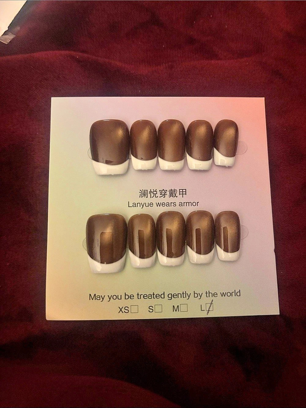 Brown & White French Tip Press-On Nails